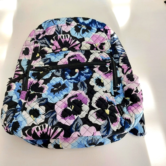 Vera Bradley Campus Backpack Plum Pansies NWT